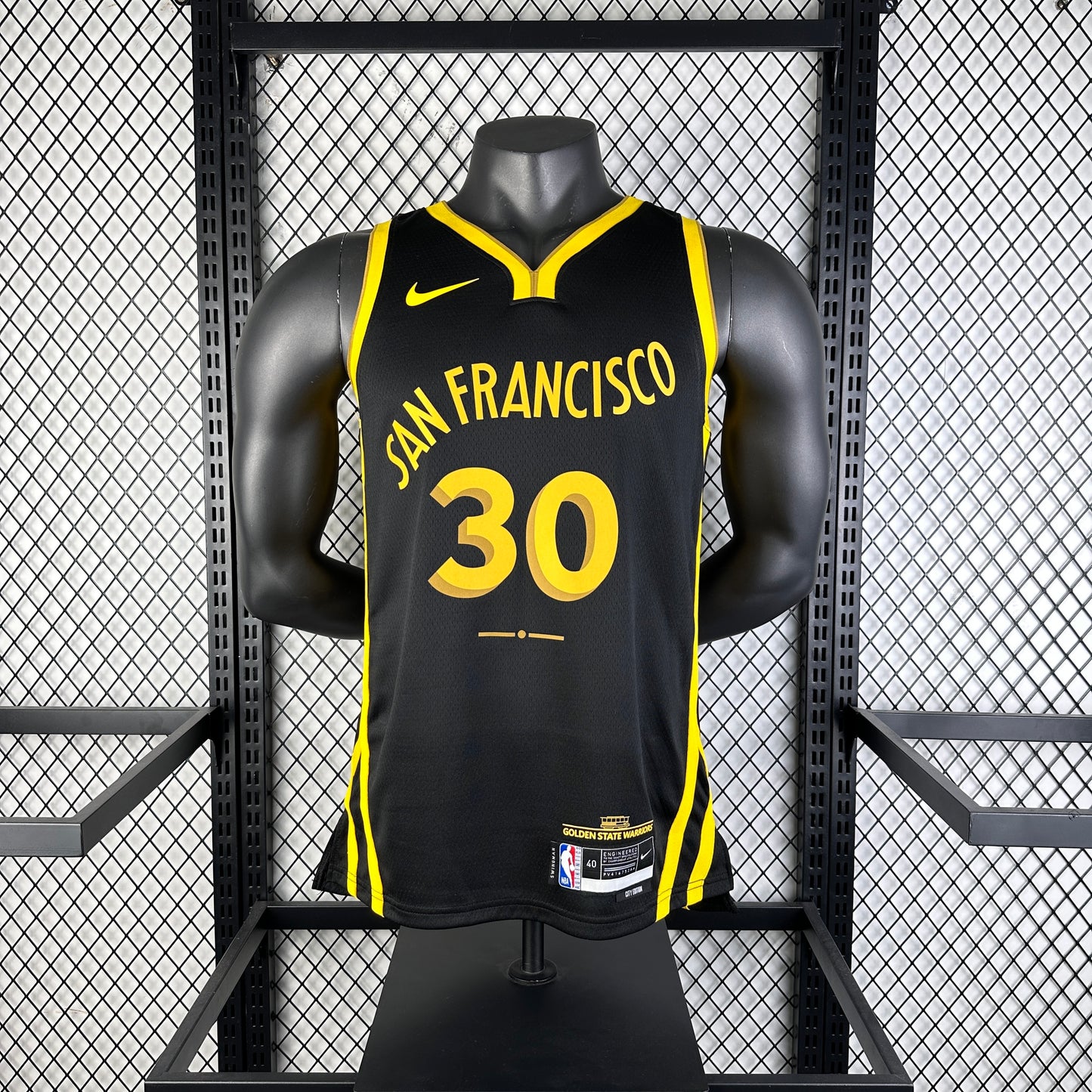 #30 Curry Golden State Warrriors 23/24 Tessuto Impresso