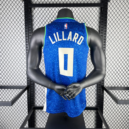 #0 Lillard Milwaukee Buks 23/24 Tessuto Impresso
