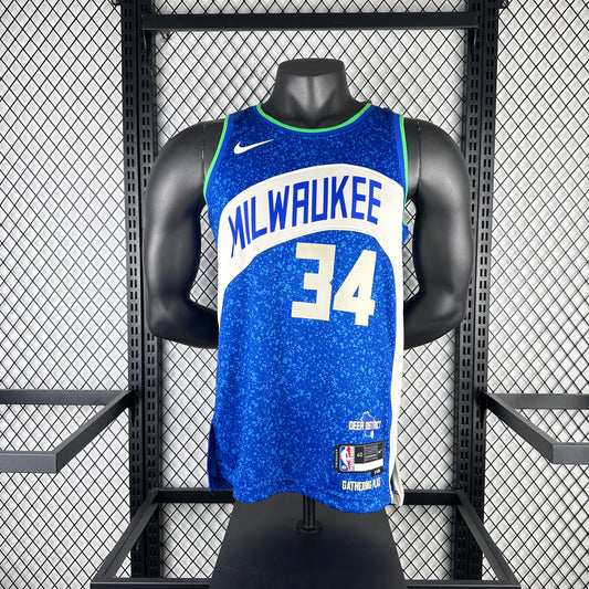 #34 Antetokounmpo Milwaukee Bucks 23/24 Printed Fabric
